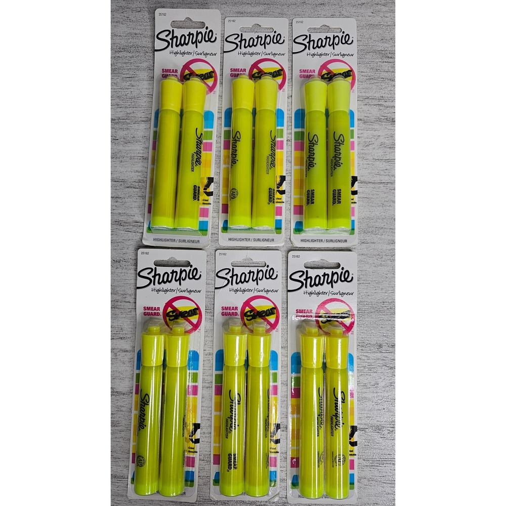 SHARPIE Fluorescent Chisel Tip Highlighters (6) Packs of 2 - Total 12 CT